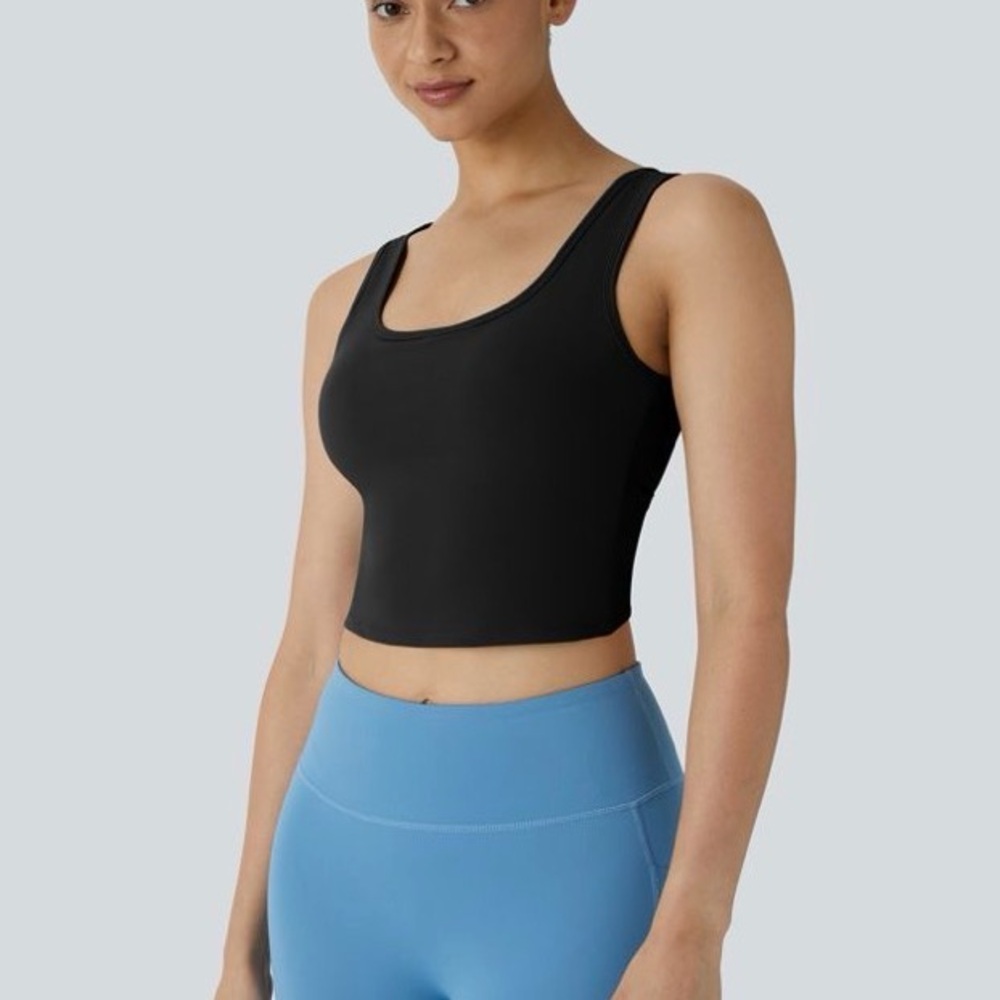 NWOT HALARA Women's Crop Top U Neck Crossover Barre Ballet Dance Tank Top